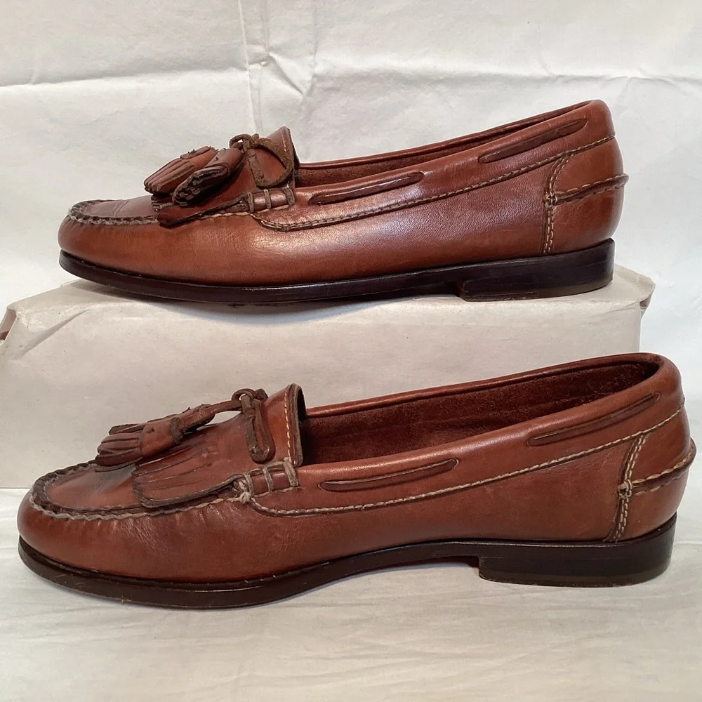 Men’s Hunt Club Brown Leather Tassel Loafers Size 8 1/2 - Picture 4 of 10